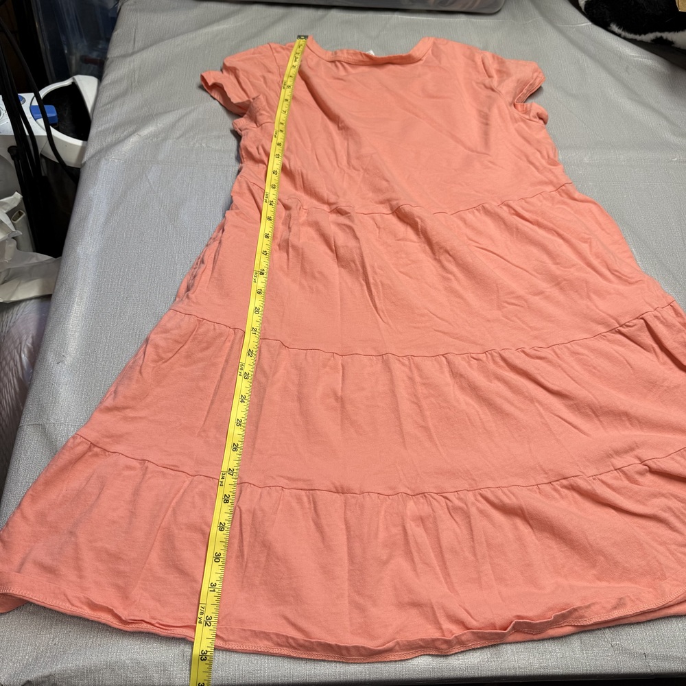 Time and Tru Girls Tiered T-Shirt Dress M 8-10 Coral Pockets - Picture 7 of 9